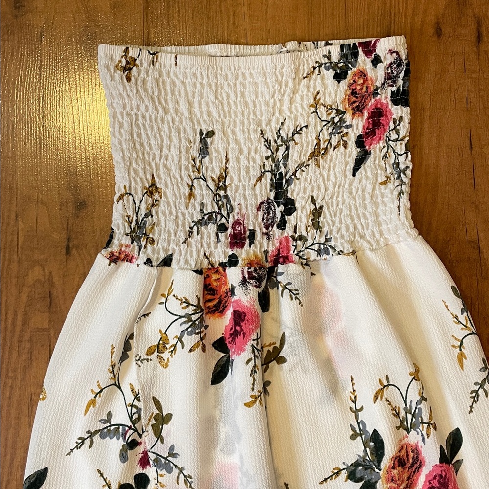 Floral Print Dress - Cream and Pink - Picture 2 of 7